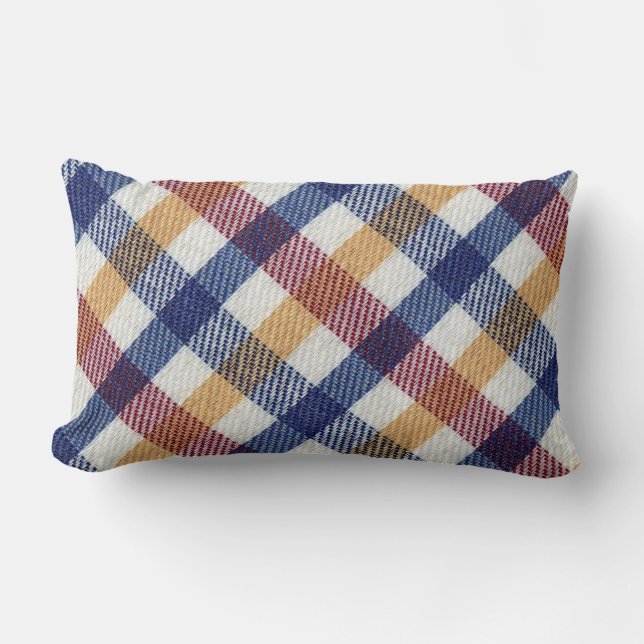 Almofada Lombar Padrão de Tartan multicolorido (Frente)