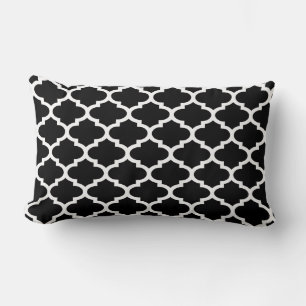 Almofada Lombar Padrão de Trevo de Quatro Folhas Preto e Branco #2