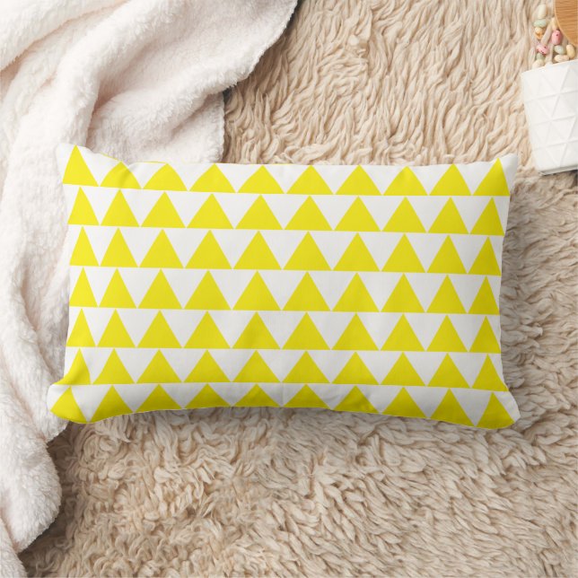 Almofada Lombar Padrão de triângulo amarelo e branco País (Cobertor)