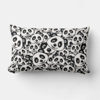 Padrão de Urso Panda Fofo Preto e Branco Moderno
