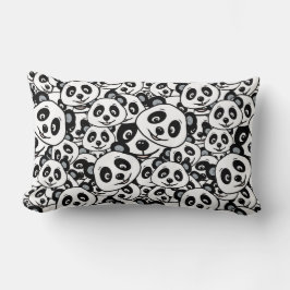 Almofada Lombar Padrão de Urso Panda Fofo Preto e Branco Moderno