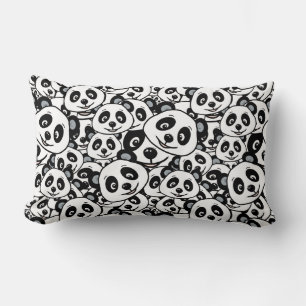 Almofada Lombar Padrão de Urso Panda Fofo Preto e Branco Moderno