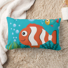 Almofada Lombar Padrão de Vida Marinha com Peixe Caranguejo Algas 