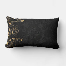 Almofada Lombar Padrão Decorativo Preto e Dourado