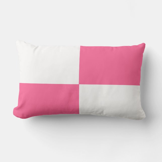 Almofada Lombar padrão do conselho do verificador branco e rosa (Frente)
