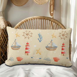 Almofada Lombar Padrão do Farol de Barcos Náuticos Boho