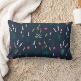Almofada Lombar Padrão Floral Botânico Vitoriano Escuro e Sombrio