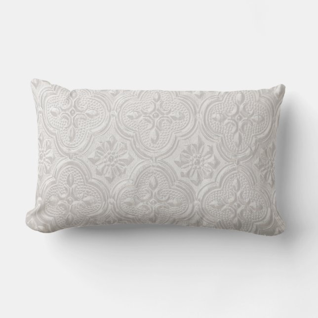 Almofada Lombar Padrão Floral Branco (Frente)