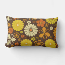 Padrão Floral Castanho-Laranja-Amarelo Retroativo