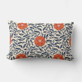 Almofada Lombar Padrão floral contínuo com flor laranja vibrante