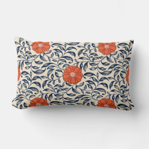 Almofada Lombar Padrão floral contínuo com flor laranja vibrante