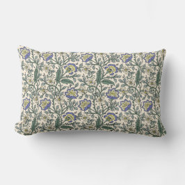 Almofada Lombar Padrão floral contínuo em azul, amarelo e branco