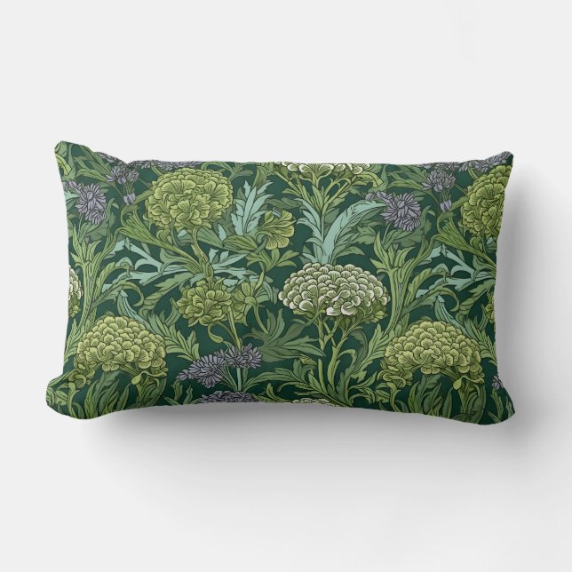 Almofada Lombar Padrão floral contínuo no estilo de William Morris (Frente)