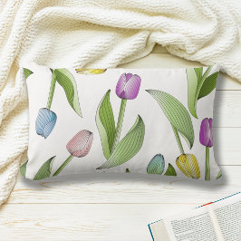Almofada Lombar Padrão Floral de Tulipa Colorido
