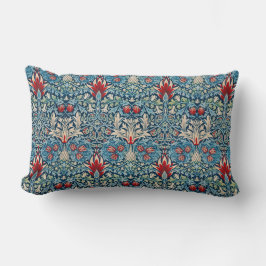 Almofada Lombar Padrão floral em folhas verdes com fundo azul