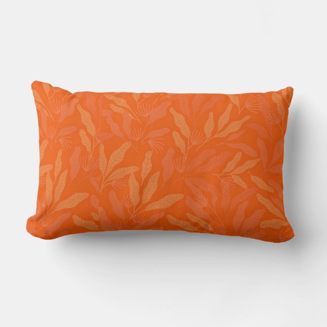 Almofada Lombar Padrão floral laranja e amarelo (Frente)