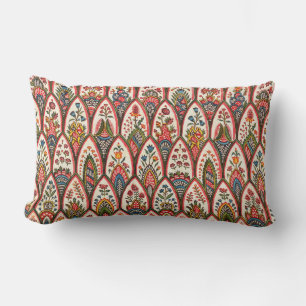 Almofada Lombar PADRÃO FLORAL ORIENTAL Folhas coloridas