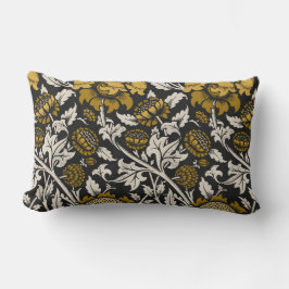 Almofada Lombar Padrão floral ornamentado com grandes flores doura