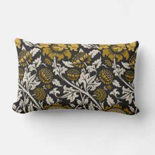 Almofada Lombar Padrão floral ornamentado com grandes flores doura