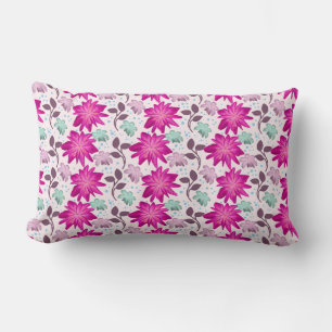 Almofada Lombar Padrão Floral Rosa Vibrante   Flores Modernas Ousa