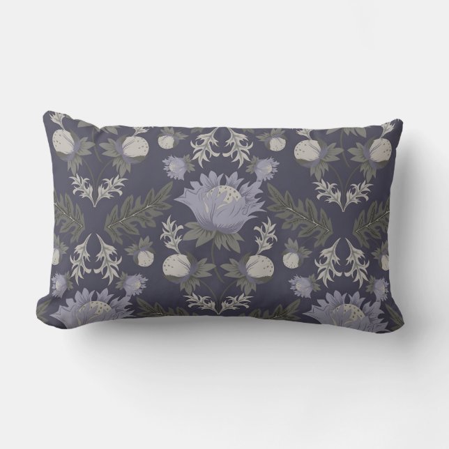 Almofada Lombar Padrão floral roxo escuro simétrico (Frente)
