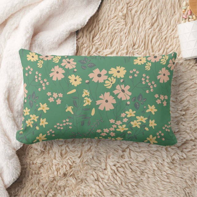 Almofada Lombar Padrão Floral Verde Boho Moderno (Cobertor)