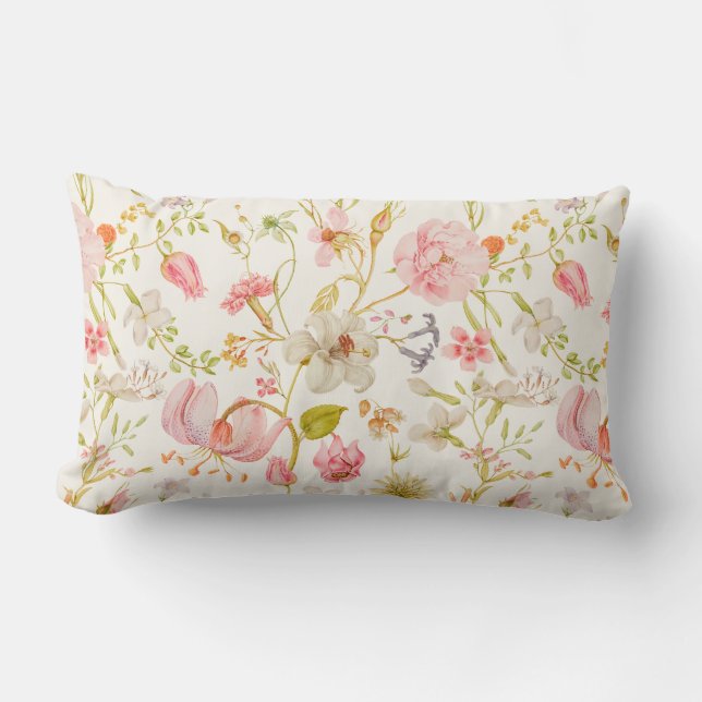 Almofada Lombar Padrão Floral Vintage (Frente)