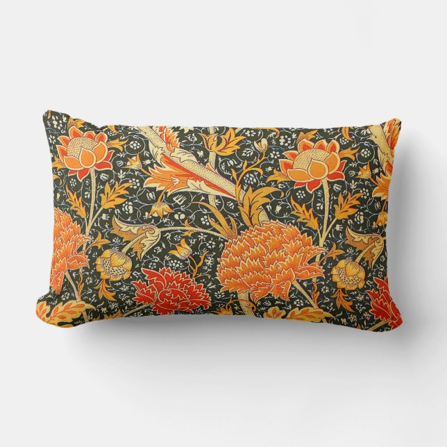 Almofada Lombar Padrão Floral Vintage William Morris Cray (Frente)