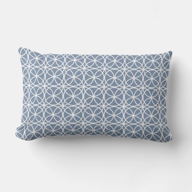 Almofada Lombar Padrão Geométrico do Círculo Azul Chic Denim (Frente)