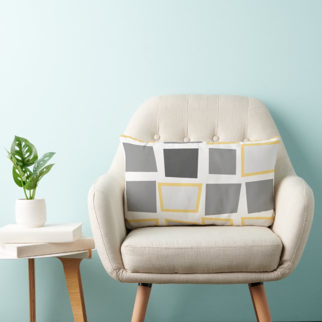 Almofada Lombar Padrão Geométrico do Triângulo Branco e cinza (Cadeira)