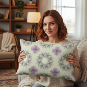 Almofada Lombar Padrão Geométrico Floral da Lavanda Elegante