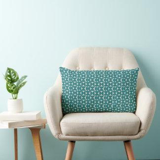 Almofada Lombar Padrão Geométrico Moderno Retro - Verde-Azul e Bra