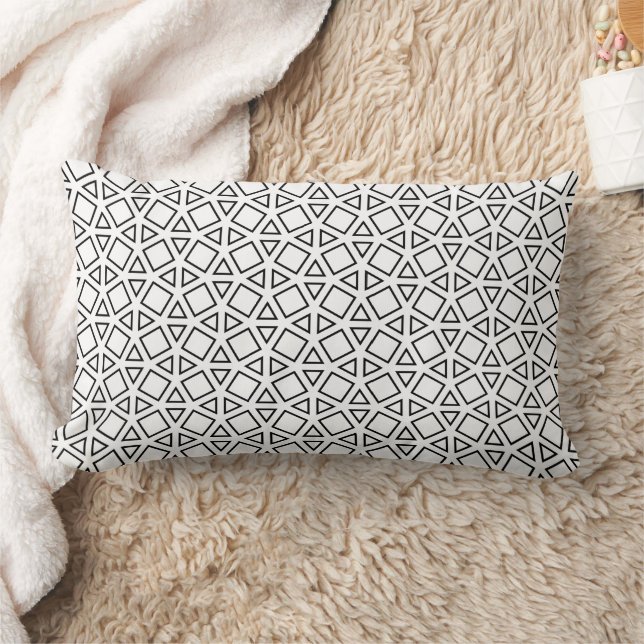 Almofada Lombar Padrão Geométrico Triangular Preto e Branco Modern (Cobertor)