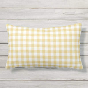 Almofada Lombar Padrão Gingham Amarelo Verificado