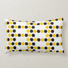 Almofada Lombar Padrão Hexagrama Geométrico Amarelo Preto Bumble