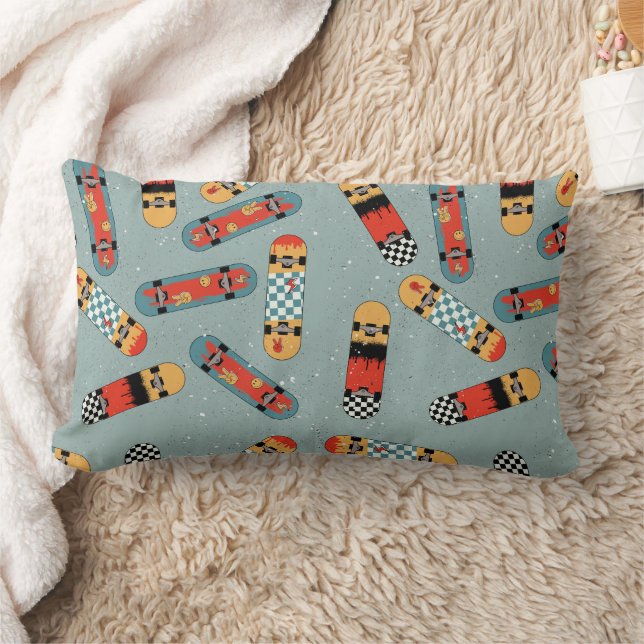 Almofada Lombar Padrão Legal Azul de skate Retroativo (Cobertor)