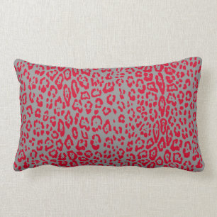 Almofada Lombar Padrão leopardo em vermelho e cinza