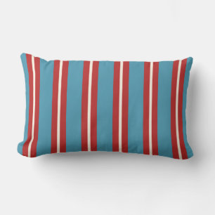 Almofada Lombar Padrão Listrado Vermelho e Azul Vibrante Design Mo