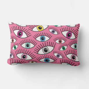 Almofada Lombar Padrão mágico com olhos coloridos. Fundo místic