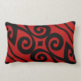 Almofada Lombar Padrão Moderno Elegante Preto E Vermelho