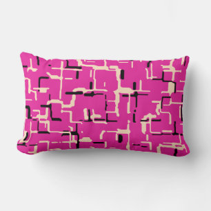 Almofada Lombar Padrão Moderno Preto Amarelo-Cor-de-rosa magenta