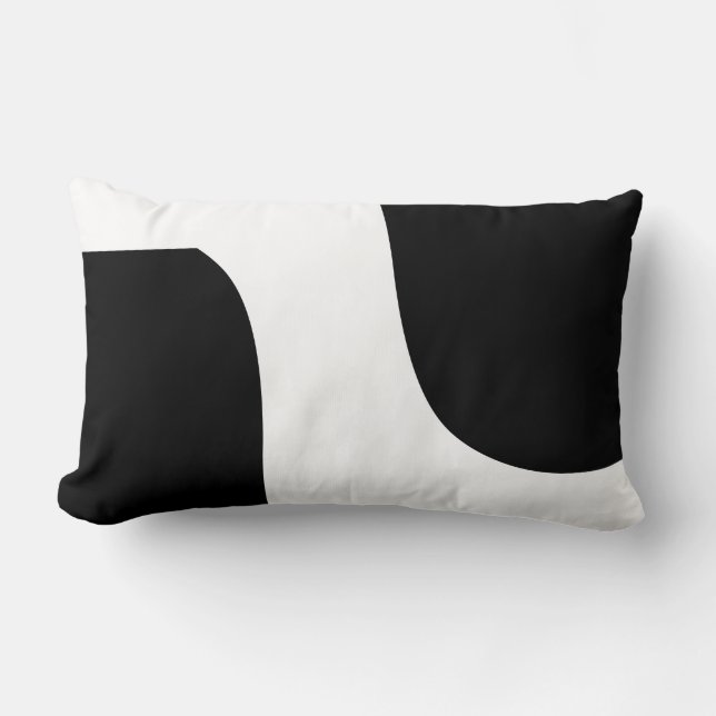 Almofada Lombar padrão moderno preto e branco (Frente)