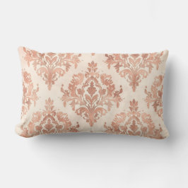 Almofada Lombar Padrão Ornamental de Aquarela de Damasco em Pêsseg