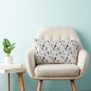 Almofada Lombar Padrão Paisley Preto e Branco – Arte Textil Elegan