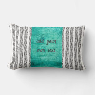 Almofada Lombar padrão preto branco e turquesa boho adicionar text