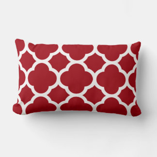 Almofada Lombar Padrão Quatrefoil Vermelho Cranberry