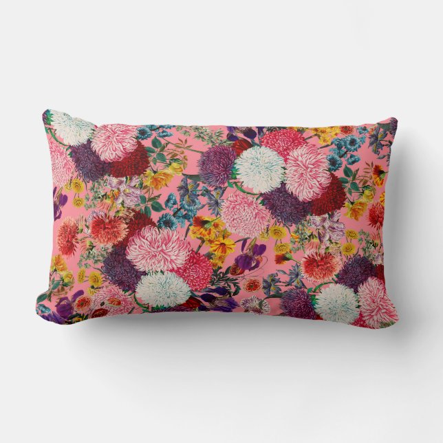 Almofada Lombar Padrão Rosa Floral (Frente)