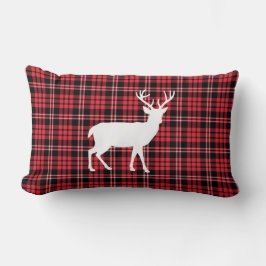 Almofada Lombar Padrão Rustic Deer Red And Black Xadrez