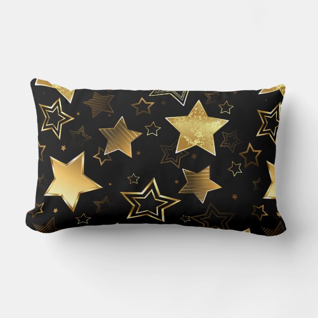 Almofada Lombar Padrão sem costura com estrelas de Ouro (Frente)
