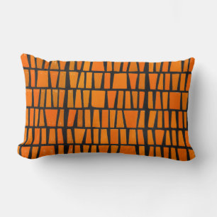 Almofada Lombar Padrão tribal africano laranja e preto